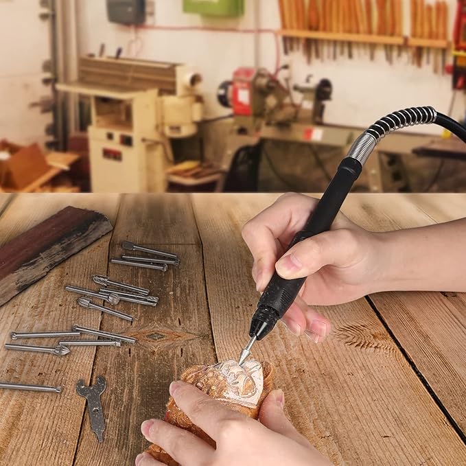 GOXAWEE Rotary Tool Kit with Keyless Drill Chuck and Flex Shaft, Variable Speed Electric Multiuse Tool & 140 Accessories for Cutting, Drilling, Engraving, Grinding, Sanding, Polishing, Crafts, and DIY