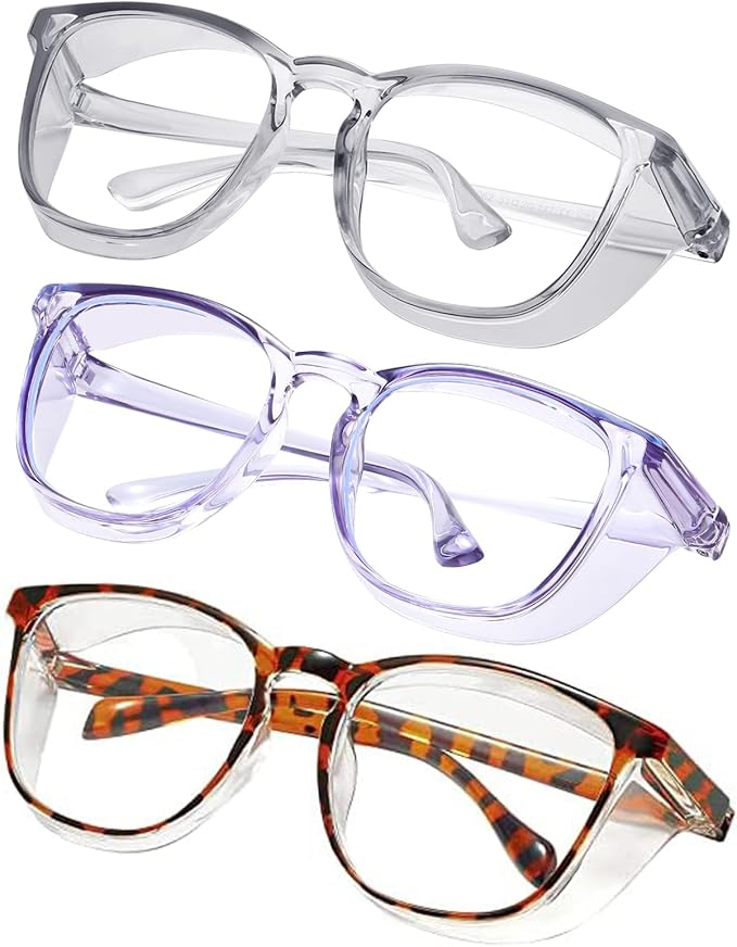 Safety glasses Goggles Nurses Protective Eyewear - Anti Fog Square Frame Stylish Clear Glasses for Women Men