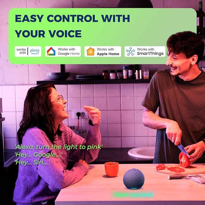 Matter Smart Light Bulbs 100W Equiv, Compatible with Alexa/Apple Home/Siri/Google Home/SmartThings, A19 E26 WiFi RGBCW Color Changing Light Bulb, 11W 1350LM, 2.4G WiFi, ETL Listed, 4PCS