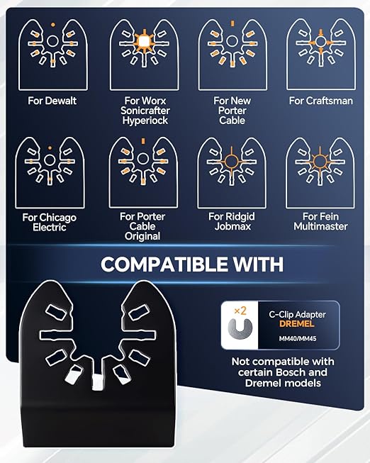 COMOWARE 55 Pcs Oscillating Saw Blades - 1-3/4” Professional Universal Oscillating Tool Blades, Multitool Blades, Quick Release Durable Oscillating Tool for Wood/Plastic/Soft Metal Cutting