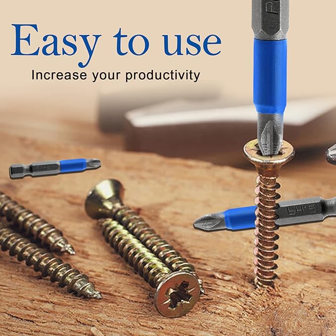 10 Pcs Magnetic Phillips Screwdriver Bit Set 2 inch Long, PH1 Phillips Bits Set, Non-Slip Cross Head Electric Screwdriver Bits Set 1/4" Hex Shank (PH1, 50mm)