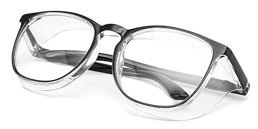 Alsenor Safety Glasses Anti Fog Goggles Protective Eyewear Blue Light Blocking Anti Dust UV Protection Glasses For Men Women (Black)