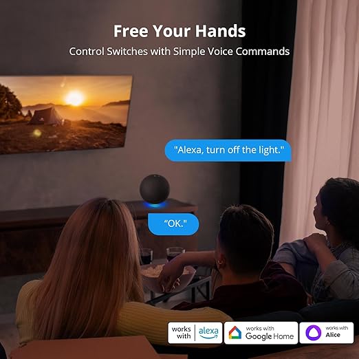 SONOFF Matter Smart Light Switch, 2.4GHz WiFi Light Switch, Neutral Wire Required Smart Switches for Lights, Interruptor Inteligente Compatible with Alexa and Google Home, 2 Gang M5-2C-120W