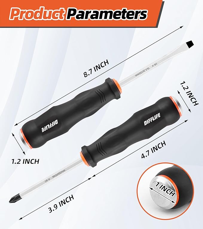 Heavy Duty Screwdriver Sets Screwdriver Kit 2-Piece, Professional Cushion Grip Insulated Magnetic Tip Electrician Screwdriver Kits (2-Piece)