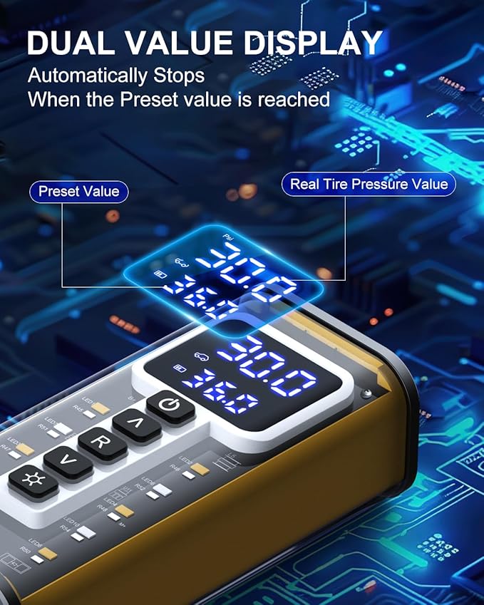 Portable Air Compressor, 20000mAh Battery & 150PSI Tire Inflator, Electric Pump 12V AC/DC Dual Power Supply, Pressure Gauge, Smart 5X Fast Inflation for Car SUV Ball Bike