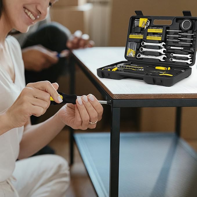 149-Piece Basic Tool Set with Compact Case – Handy Household & Travel Toolkit for dorm,DIY Home Repairs, Beginners, and Household Maintenance (Yellow)