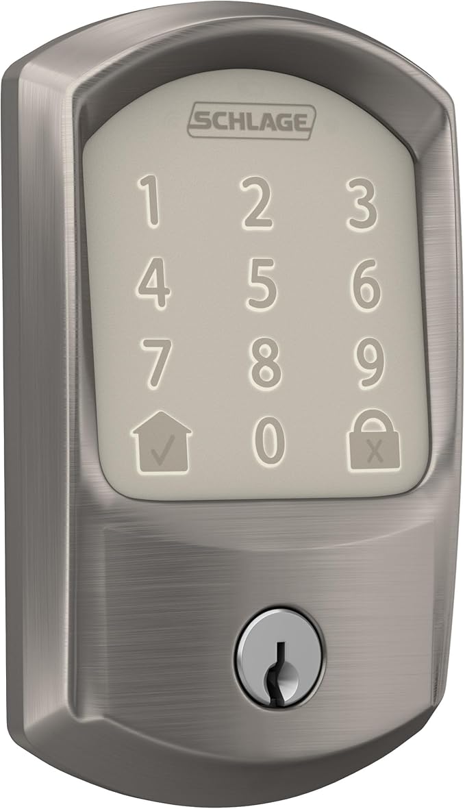 Schlage Encode Smart WiFi Deadbolt Lock for Front Door - Keyless Entry with App or Touchscreen - Compatible with Alexa, Hey Google, & Airbnb - Create Codes for Guests - Satin Brass Gold
