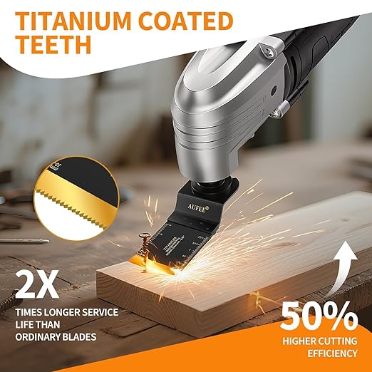 110PCS Oscillating Multitool Blades, Titanium Oscillating Tool Blade for Wood Plastics Metal, Professional Universal Oscillating Saw Blades Kits Fit Dewalt Ryobi Milwaukee Rockwell Bosch Craftsman