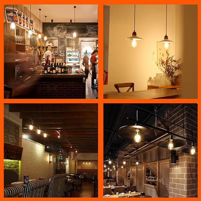 OMED LED Edison Light Bulb 18 Pack, Dimmable Vintage Style Amber Glass Criss-Cross Filament LED Bulbs, 60 Watt Equivalent 2700K Soft White Edison Bulb, 600 Lumens 6W Medium Base E26 ST64 Light Bulb