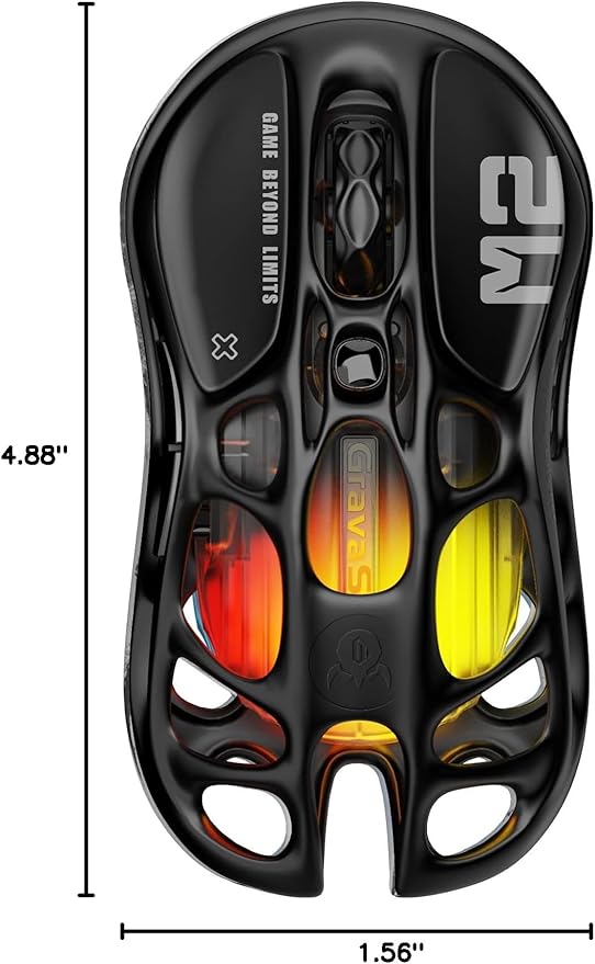 GravaStar Mercury M2 Wireless Gaming Mouse with 26,000 DPI, PAW3395DM Sensor -79g Lightweight Hollowed-Out Design -5 Programmable Buttons -5 Dynamic Lightsync RGB