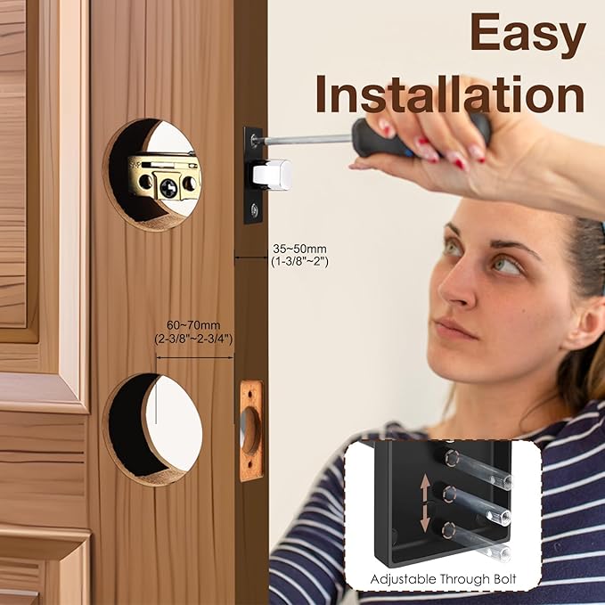 1 Pack Keyless Entry Door Lock Set, Electronic Keypad Handle with Deadbolt, Smart Lockset with App Control & Auto Lock, Single Cylinder Matte Black Front Door Handleset