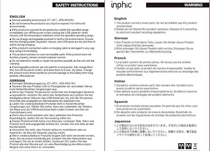 INPHIC IN10P Superlight Wireless Gaming Mouse, 60g, 8K Polling Rate, 26,000 DPI, Tri-Mode, PAW3395 Sensor, Fully Programmable