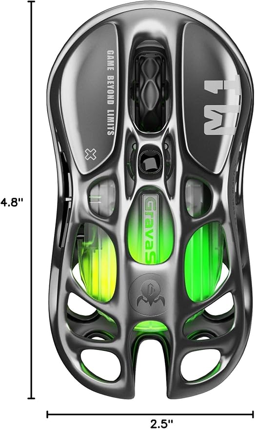 GravaStar Wireless Gaming Mice Mercury M1 Pro, Lightweight Magnesium Alloy Gaming Mouse, 26,000 DPI, PAW3395DM Sensor, Tri Mode Connection, Support 4K, Up to 200 Hours Battery Life