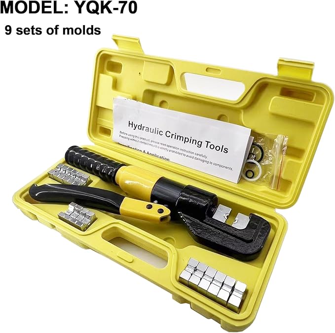 Hydraulic Crimping Tool, Wire Crimping Tool, Cable Crimper Tool, 9 Pairs of Crimping Dies, Hydraulic Crimper for Electrical Copper and Aluminum Terminals Cable Wire