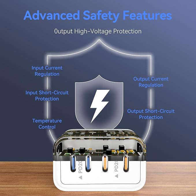 USB C Wall Fast Chargers Block, 40W 4-Port Type C Chargers Fast Charging Blocks PD Power Charger Adapter+QC 3.0 USB C Multiport Charger Brick for Phone 17/16/15/14/13/12 Pro Max, Pad, Galaxy S25/24