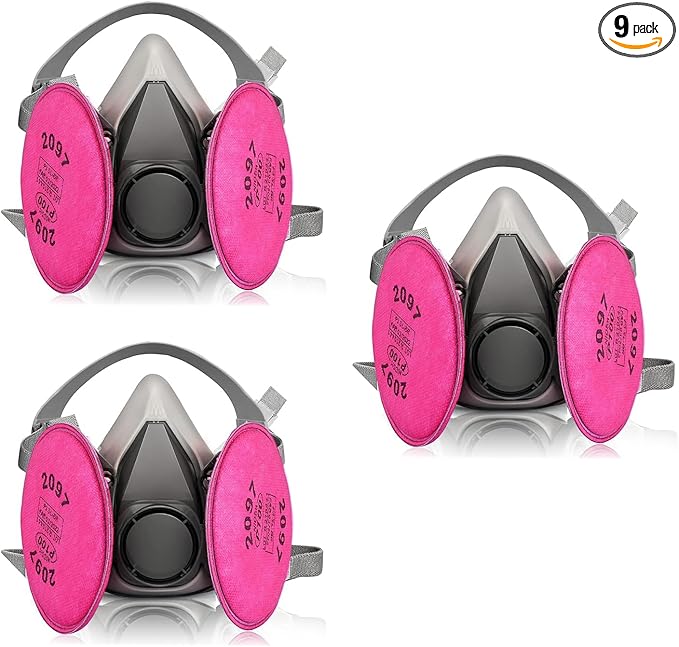 Respirator Mask - Half Face Gas Mask - Reusable Respirator Mask with 2097 Filters - for Paint, Epoxy Resin, Fumes, Woodworking, Organic Vapor Gas Perfect for House DIY Project(3 sets)