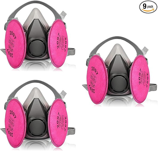Respirator Mask - Half Face Gas Mask - Reusable Respirator Mask with 2097 Filters - for Paint, Epoxy Resin, Fumes, Woodworking, Organic Vapor Gas Perfect for House DIY Project(3 sets)