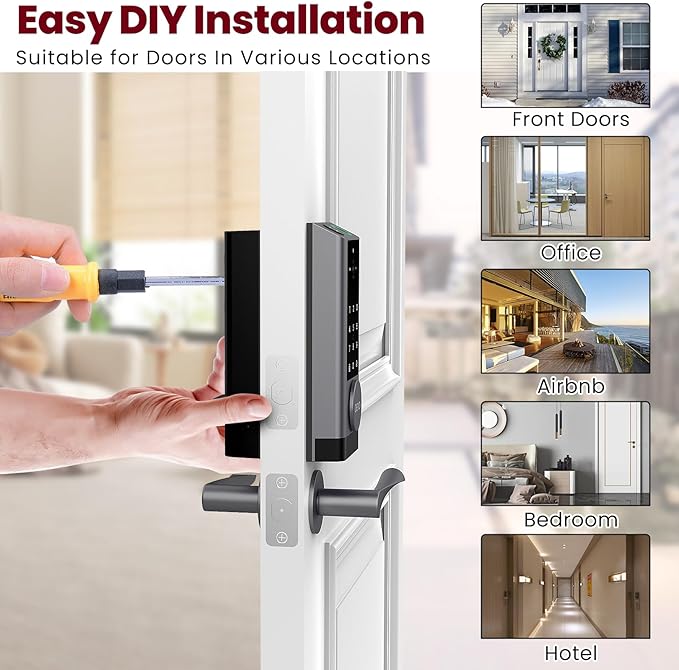 DEVO G1 Video Smart Lock with Camera & Doorbell, 6-in-1 Keyless Entry Door Lock with Fingerprint, App Remote, Auto Locks, Built-in Wi-Fi Smart Deadbolt for Front Door(Gray)