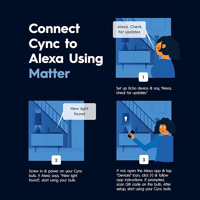 GE Cync Smart LED Light Bulbs, Color Changing Decorative Light Bulbs, Indoor WiFi Lights, Matter Compatible, Compatible with Alexa and Google Home, Medium Base (3 Pack)