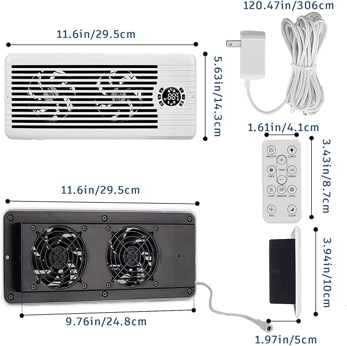 Register Booster Fan for 4" x 10" Register Holes, Smart AC Vent Booster Fans Improves Heating & Cooling with Remote and Thermostat Control,10-Speed Quiet Vents Fan for Floor Ceiling