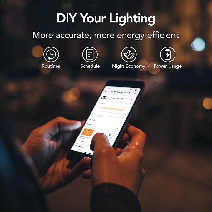 OREiN Motion Sensor Outdoor Lights, AC Smart WiFi Flood Lights Outdoor Connect to The Third Platform, 450°Wide Adjustment 1600LM/12W(150W Equiv), 5000K LED Security Light for House,Black (Hardwired)