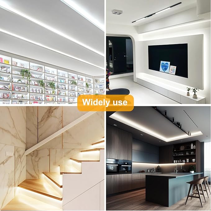 COB LED Strip Lights Cool White,24V Dimmable led Light Strip KIT with Remote and app Control,6000K 32.8FT/2 * 5m 8mm Wide Ra>90 Cuttable Flexible Strip Lights for Bedroom,Shelf,Cabinet