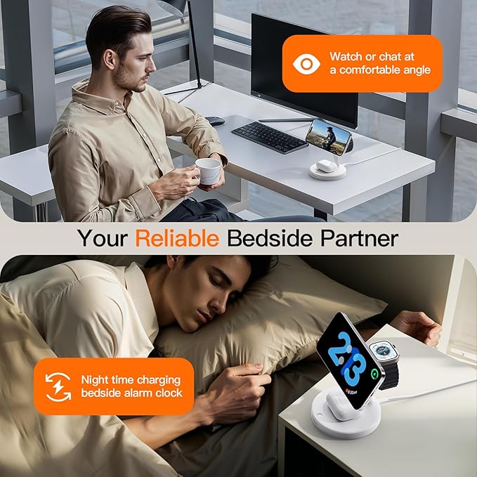 2025 3 in 1 Charging Station for Apple iPhone AirPods Watch with Mag-Safe Charger Wireless Charger Stand for iPhone 1716 15 14 13 12 Series AirPods iWatch Series - Gifts for Wife & Husband