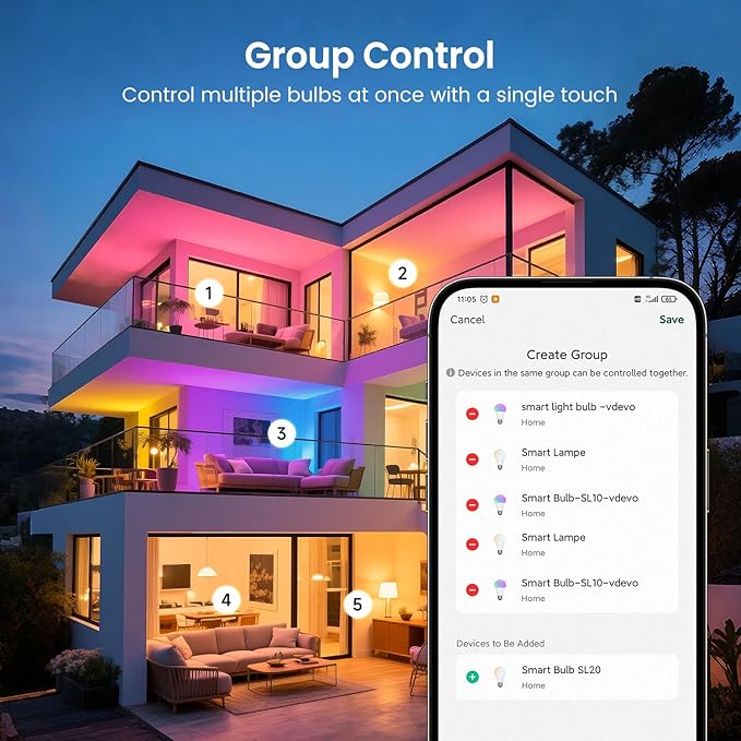 TREATLIFE Smart Light Bulbs, UL Certified WiFi Bluetooth Color Changing Light Bulb, A19 LED Smart Bulb Works with Alexa & Google Home, 60W Equivalent 800 Lumen, for Smart Home Lighting