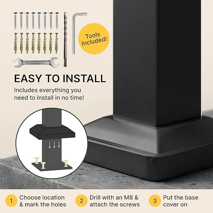 Metty Metal Handrails for Outdoor Steps Suitable for 1 to 5 Steps- Wrought Iron Stair Railing- Step Steady with 5 Feet Handrailing- Safe Indoor Home Banisters (5 Step)