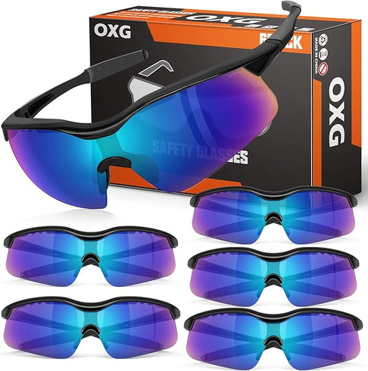 OXG 6 Pack Tinted Safety Glasses for Men Women, Safety Goggles ANSI Z87.1 Protective Eyewear Scratch Resistant Eye Protection