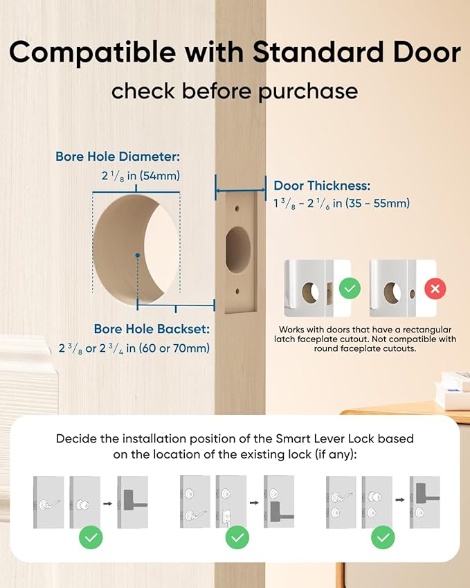 eufy Smart Lock C33, Keypad Door Lock with Handle, Fingerprint Door Knob, Keyless Entry Door Lock for Front Door and Bedrooms, Electronic Deadbolt, Wi-Fi, Remote App Control, IP53 Waterproof, Black