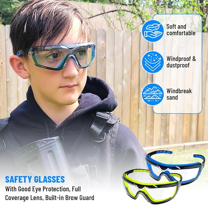 6 PCS Safety Glasses for Men & Women, ANSI and CE Certified, Adjustable and Impact-Resistant, Anti-Fog Clear Lenses, 100% UV Eye Protection Glasses