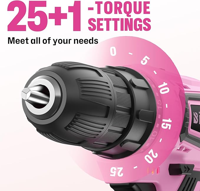12V 82Pcs Cordless Pink Drill Set - Essential Women's Pink Tool Set, Lady's Basic Home Tool Kit with Pink Tool Bag - All in One Pink Tool Kit Ideal for DIY, Home Improvement