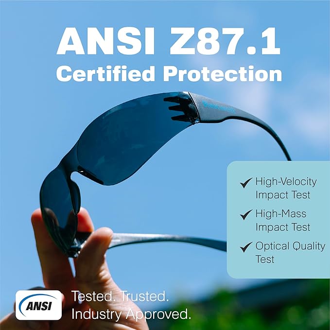 Raxwell Clear Safety Glasses, ANSI Z87.1, Wraparound, Anti-Scratch, Impact-Resistant, Eye Protection for Work & DIY