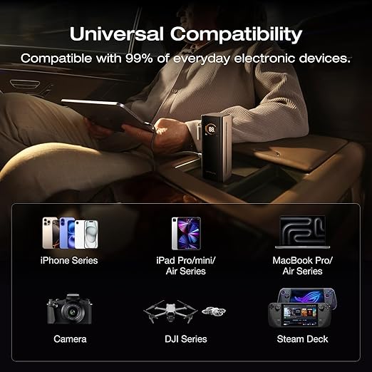 EF EcoFlow Rapid Pro 3-in-1 Power Bank, 10,000mAh Battery Pack with 67W Foldable AC Plug, Detachable USB-C Cable, 45W Fast Recharging, LCD Display, Compatible with Phones, Laptops, and More