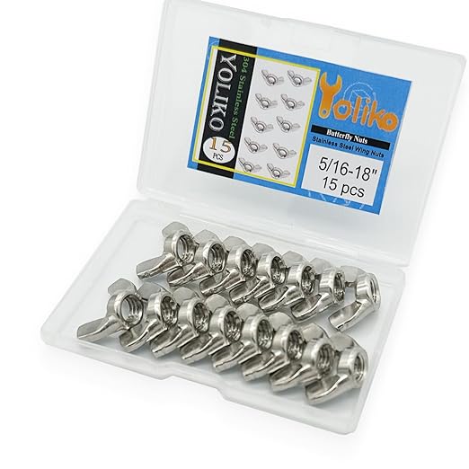 15 Pcs 5/16"-18 Wingnuts 304 Stainless Steel Wing Nuts Fasteners Parts Butterfly Nut, Hand Twist Tighten Hardware Nuts Butterfly Wing-Nut