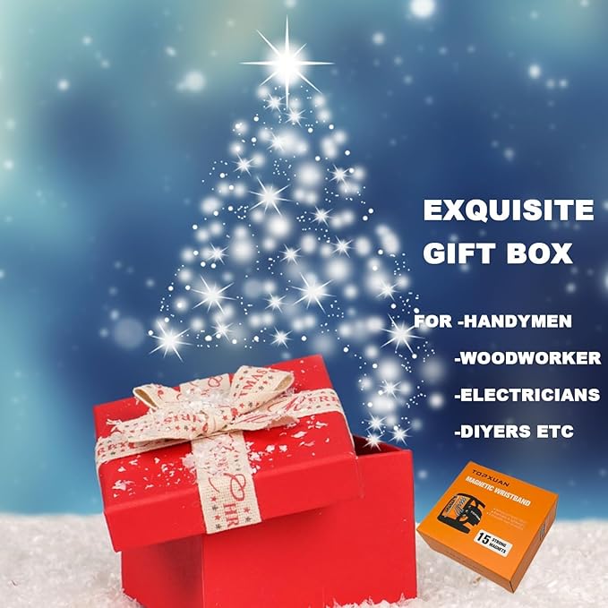 Magnetic Wristband for Tools Holder Wrist Magnets 15 Magnets for Carpenter DIY Handyman Compatible with Screws Nails Drilling Bits Woodworking Tools for Men Gifts for Men