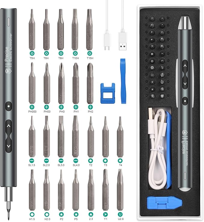 ORIA Electric Screwdriver, 28 in 1 Mini Precision Screwdriver Set, Rechargeable Repair Tools Kit, with Type-C Charging for Smartphones,Toys, PC