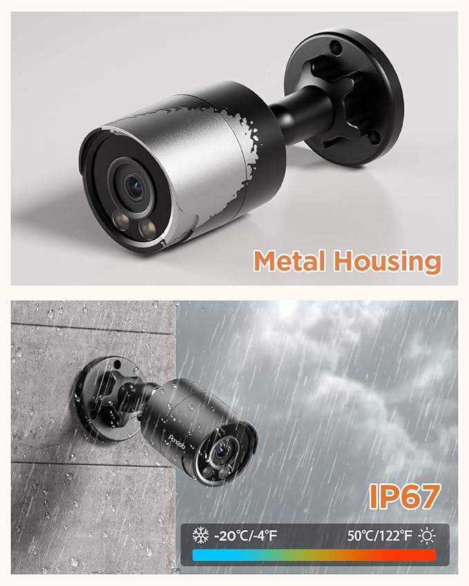 Security Camera System PoE, 4X 4MP Wired Bullet IP Cameras Outdoor Built-in Microphone, AI Human Vehicle Detection, 5MP 8CH NVR with 2TB HDD, Smart Color Night Vision, PB38F30408-4MD?Black