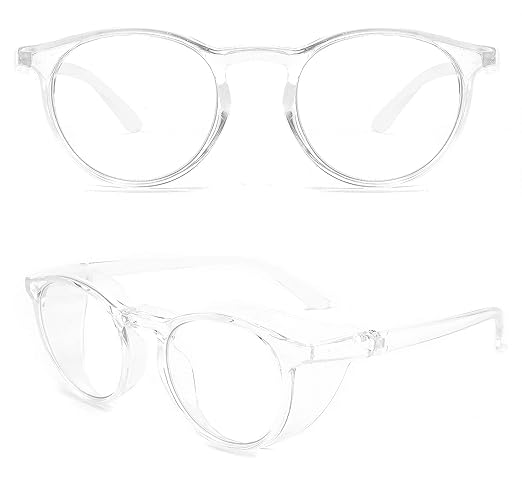 Alsenor Safety Glasses Anti Fog Goggles Protective Eyewear Blue Light Blocking Anti Dust UV Protection Glasses For Men Women (Round-Transparent)