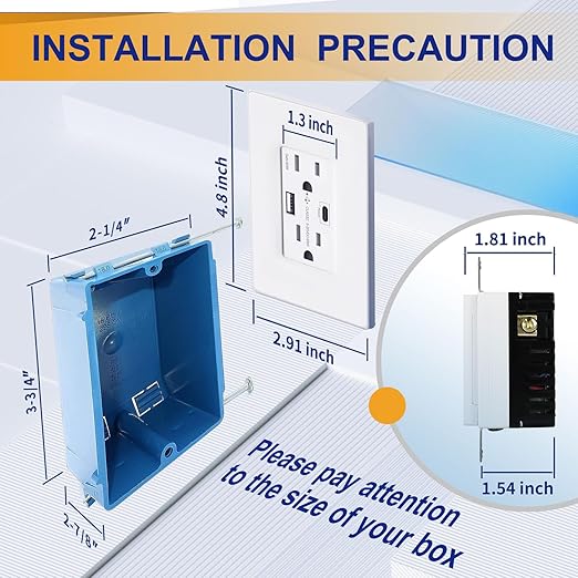 USB Wall Outlet, 65W GaN 6.0A USB Outlet Receptacles with 2 USB Ports,15 Amp Tamper-Resistant Electrical Outlet with 1 Type A&1 Type C,Screwless Wall Plate Included,UL Listed
