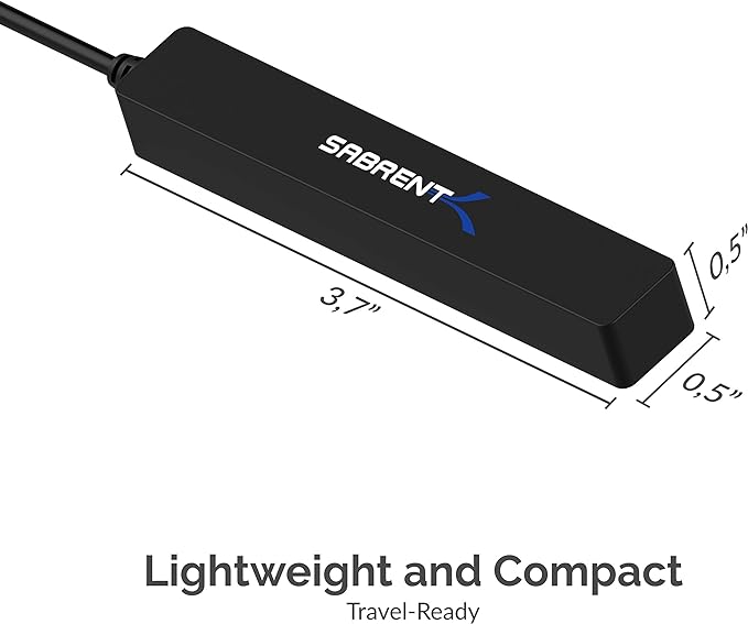 SABRENT 4 Port Portable USB 2.0 Hub (9.5" Cable) for Ultra Book, MacBook Air, Windows 8 Tablet PC (HB-MCRM)
