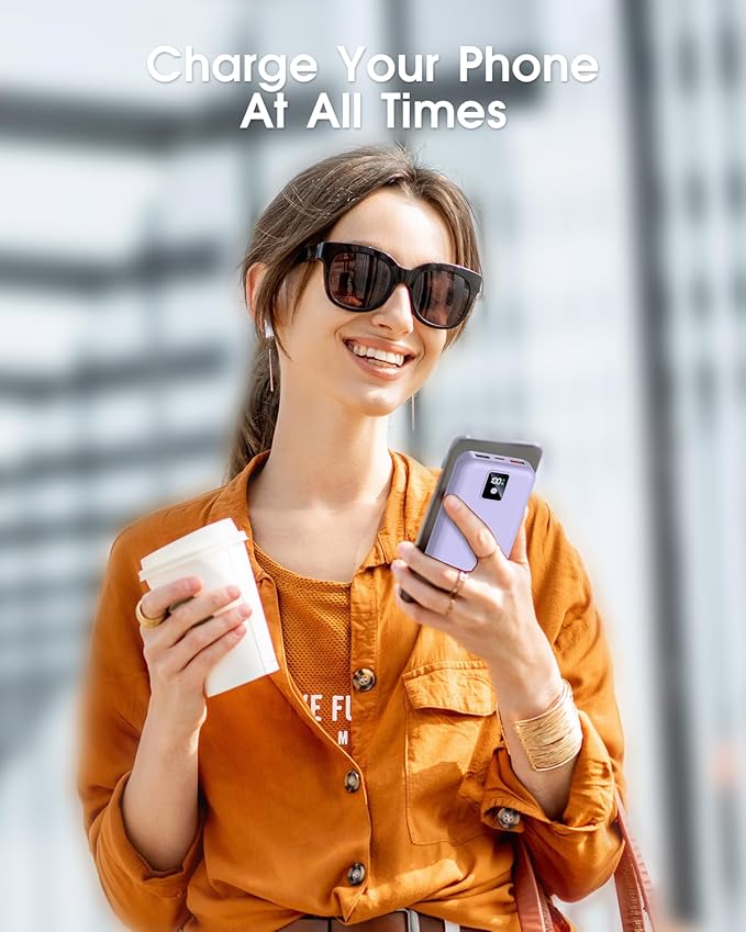 Portable Charger Built-in Cables and AC Wall Plug, 12000mAh power Bank, USB C 22.5W Fast charging Phone Charger ,Compact Lightweight External Battery Pack for iPhones, iPad, Samsung,Tablets, etc.