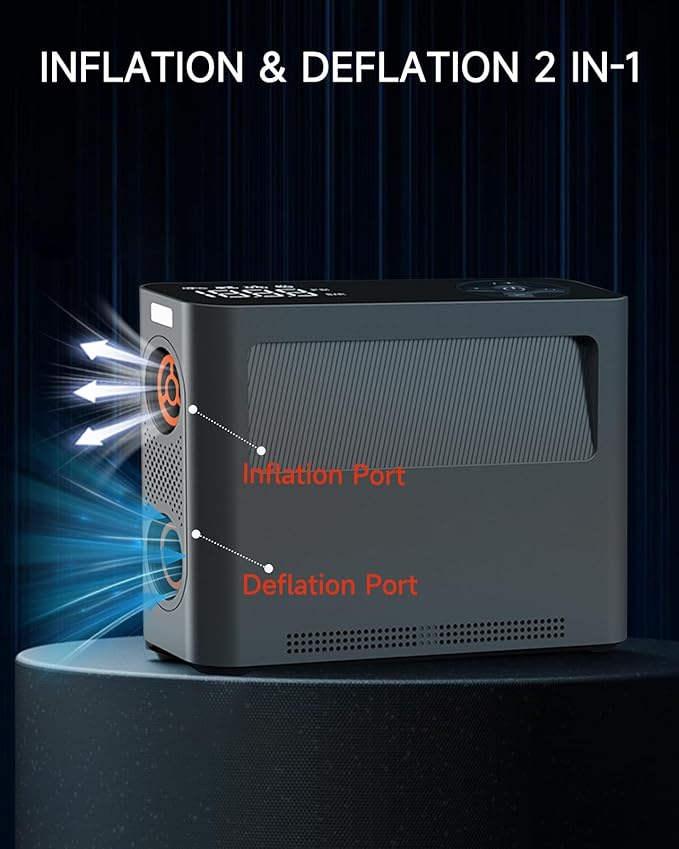 Paddle Board Pump 10 Pump Modes SUP Air Pump 500L Airflow/min Tire Inflator Portable Air Compressor 4X Speeds Electric Air Pump Suitable All Model Tires, Tents, SUP, Air Mattess, Kayak