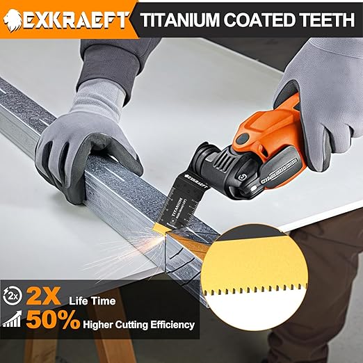 110 PCS Oscillating Tool Blade, Universal Titanium Oscillating Saw Blades for Metal Nails, Wood and Plastic, Multi Tool Blades Kits Fit Dewalt Milwaukee Ryobi Rockwell Fein