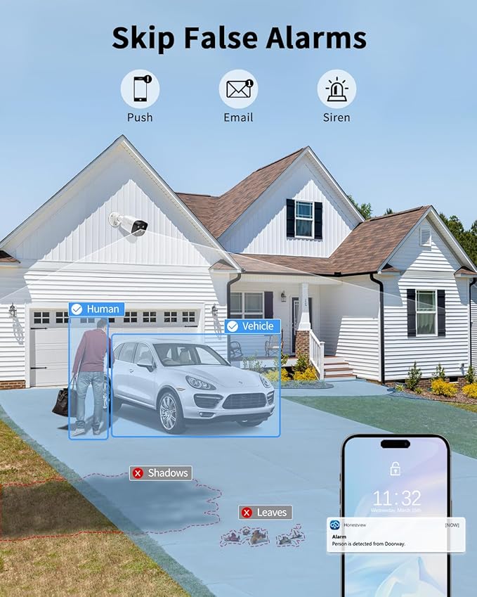 《130°Wide Angle & 2-Way Audio》Outdoor Security Camera System, IP Wired Cameras, 4K Video Surveillance Systems