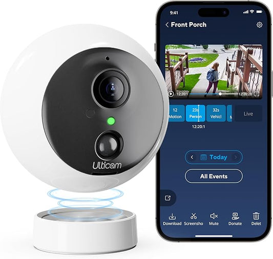 Dot 2K QHD Wireless Smart Security Camera, 170° Wide Angle, AI Human Detection, 2 Way Audio, Night Vision, Free 7 Day Cloud Storage, Indoor/Outdoor, 2.4Ghz Only
