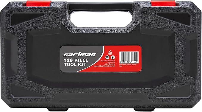 CARTMAN 126-Piece Home Tool Set Kit, Basic Household Hand Tools with Storage Case, Red