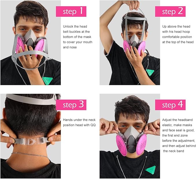 Respirator Mask - Half Face Gas Mask - Reusable Respirator Mask with 2097 Filters - for Paint, Epoxy Resin, Fumes, Woodworking, Organic Vapor Gas Perfect for House DIY Project(3 sets)