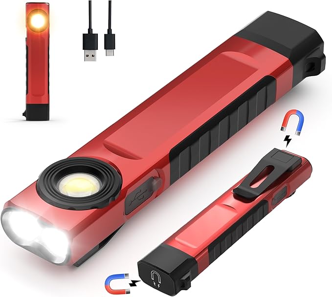 Anhay Rechargeable Flashlights 1500 Lumens EDC Flat Flashlight with 8 Modes, Pocket Flashights Waterproof, Magnetic Small Flashlights Powerful for Checking, Working, Camping, USB-C Charging